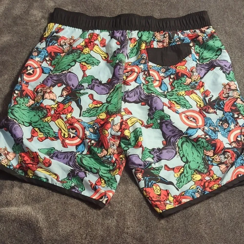Marvel Comics Hero Swim Trunk Board Shorts Captain America Hulk Iron Man Thor XL